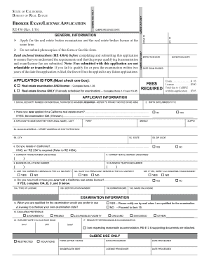 California Broker Exam/License Application