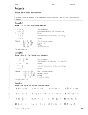 Middle School Math Worksheet