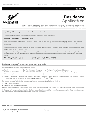 New Zealand Residence Application Form