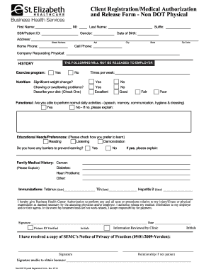 Non DOT Physical Registration Form