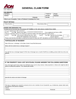 Insure Your Vision General Claim Form