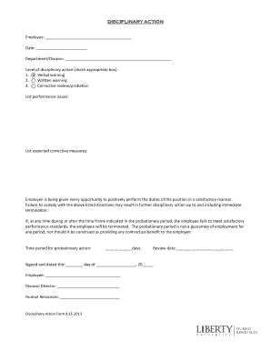 Disciplinary Action Form