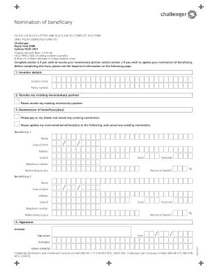 Nomination of Beneficiary Form