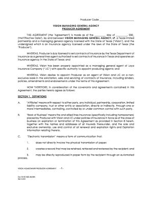 Vision Homeowner Producer Agreement