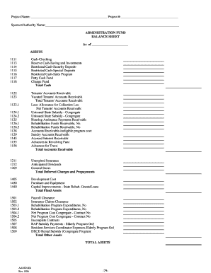 Administration Fund Balance Sheet