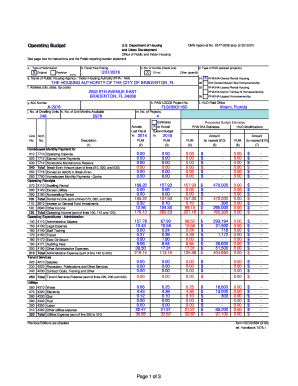 HUD Operating Budget Form