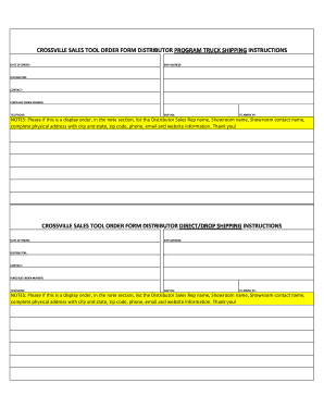 Crossville Sales Tool Order Form