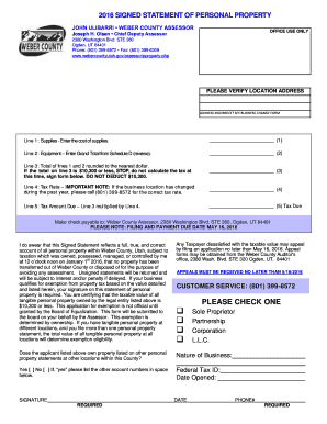 2016 Signed Statement of Personal Property