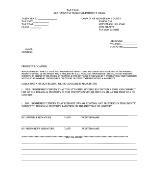 Kansas Personal Property Tax Statement
