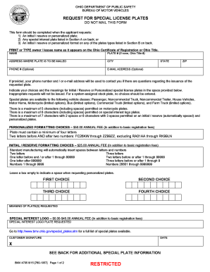 Ohio Special License Plate Request Form