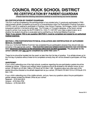 Council Rock School District Re-Certification Form