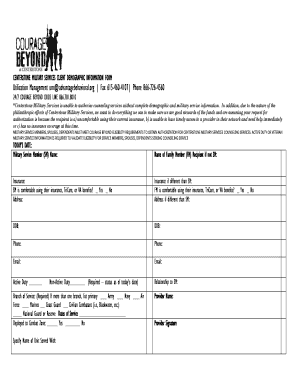 Centerstone Military Services Client Demographic Information Form
