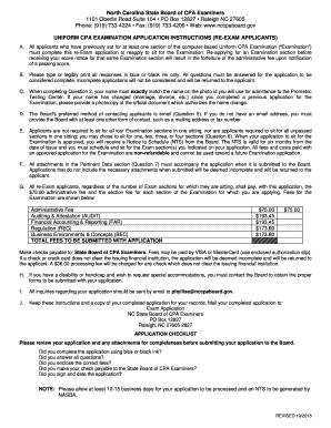 North Carolina CPA Re-Exam Application