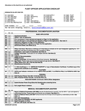 Fleet Officer Application Checklist