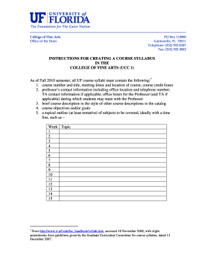 University of Florida Course Syllabus Template