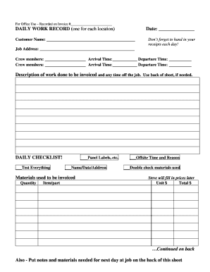 Daily Work Record Invoice
