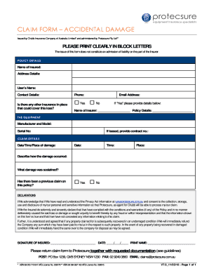 Accidental Damage Claim Form
