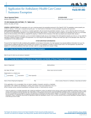 Texas Ambulatory Health Care Center Property Tax Exemption Application