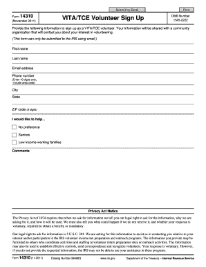 IRS VITA/TCE Volunteer Sign Up Form