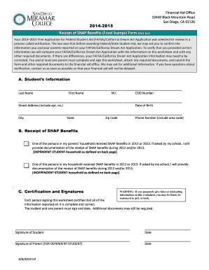 Receipt of SNAP Benefits Form (Doc G1)