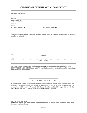 Certificate of Substantial Completion