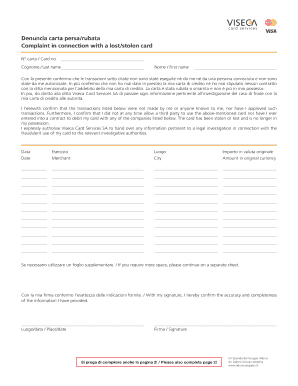Lost/Stolen Card Complaint Form