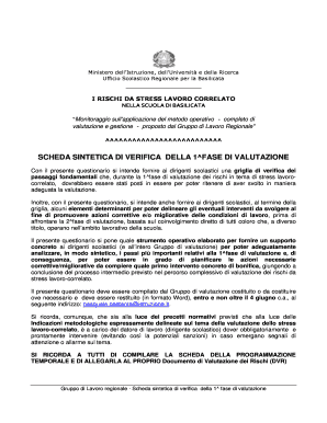 Scheda sintetica di verifica della 1^ fase di valutazione