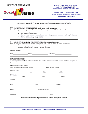 Maryland Name and Address Change Form