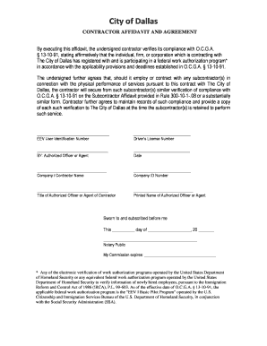 Contractor Affidavit and Agreement