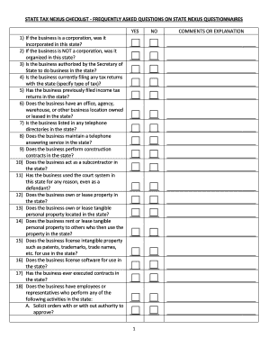 State Tax Nexus Checklist