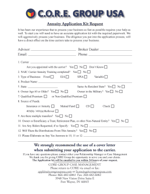 Annuity Application Kit Request Form