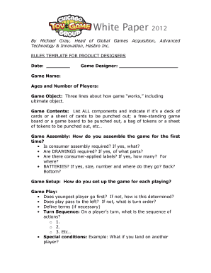 Game Design Rules Template
