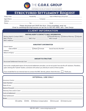 Structured Settlement Request Form