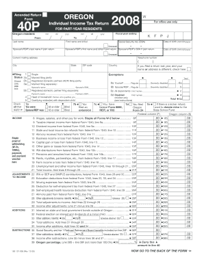 Oregon 40P Individual Income Tax Return