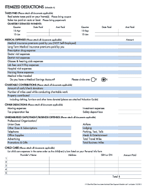 US Federal Tax Schedule A Form