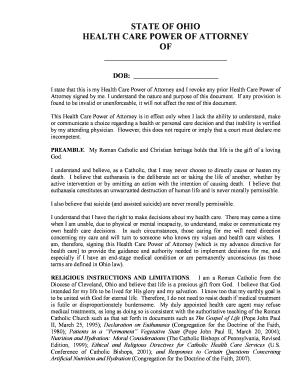 Ohio Health Care Power of Attorney