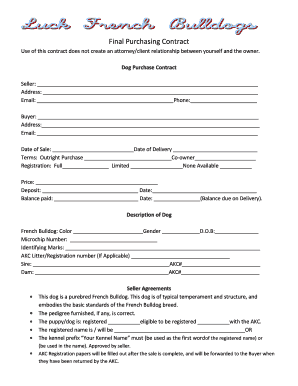 Dog Purchase Contract