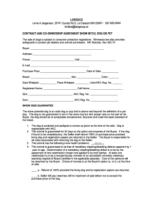 Contract and Co-Ownership Agreement for Show Dog