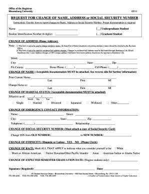 Request for Change of Name, Address or Social Security Number