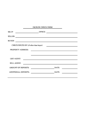 Escrow Check Form