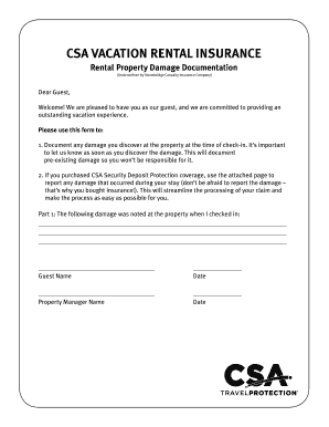 Vacation Rental Insurance Claim Form