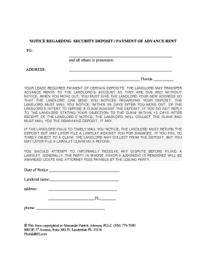 Florida Security Deposit Notice