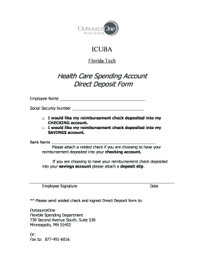 Health Care Spending Account Direct Deposit Form