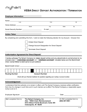 VEBA Direct Deposit Authorization Form