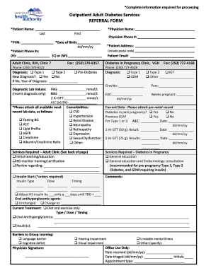 Outpatient Adult Diabetes Services Referral Form
