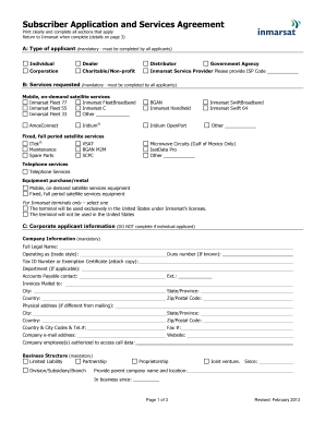Subscriber Application and Services Agreement