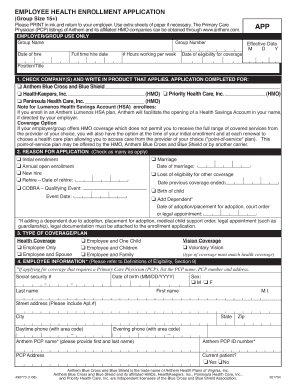 Employee Health Enrollment Application
