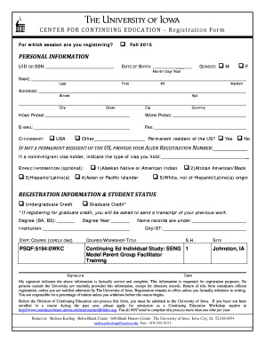 University of Iowa Continuing Education Registration Form