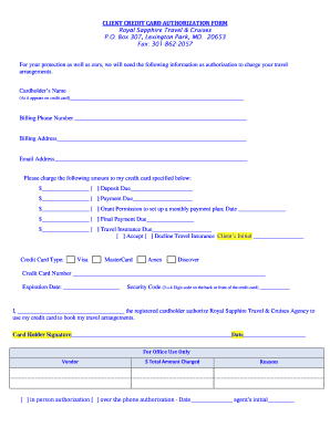 Client Credit Card Authorization Form