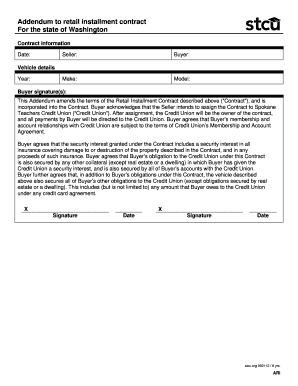 Addendum to Retail Installment Contract